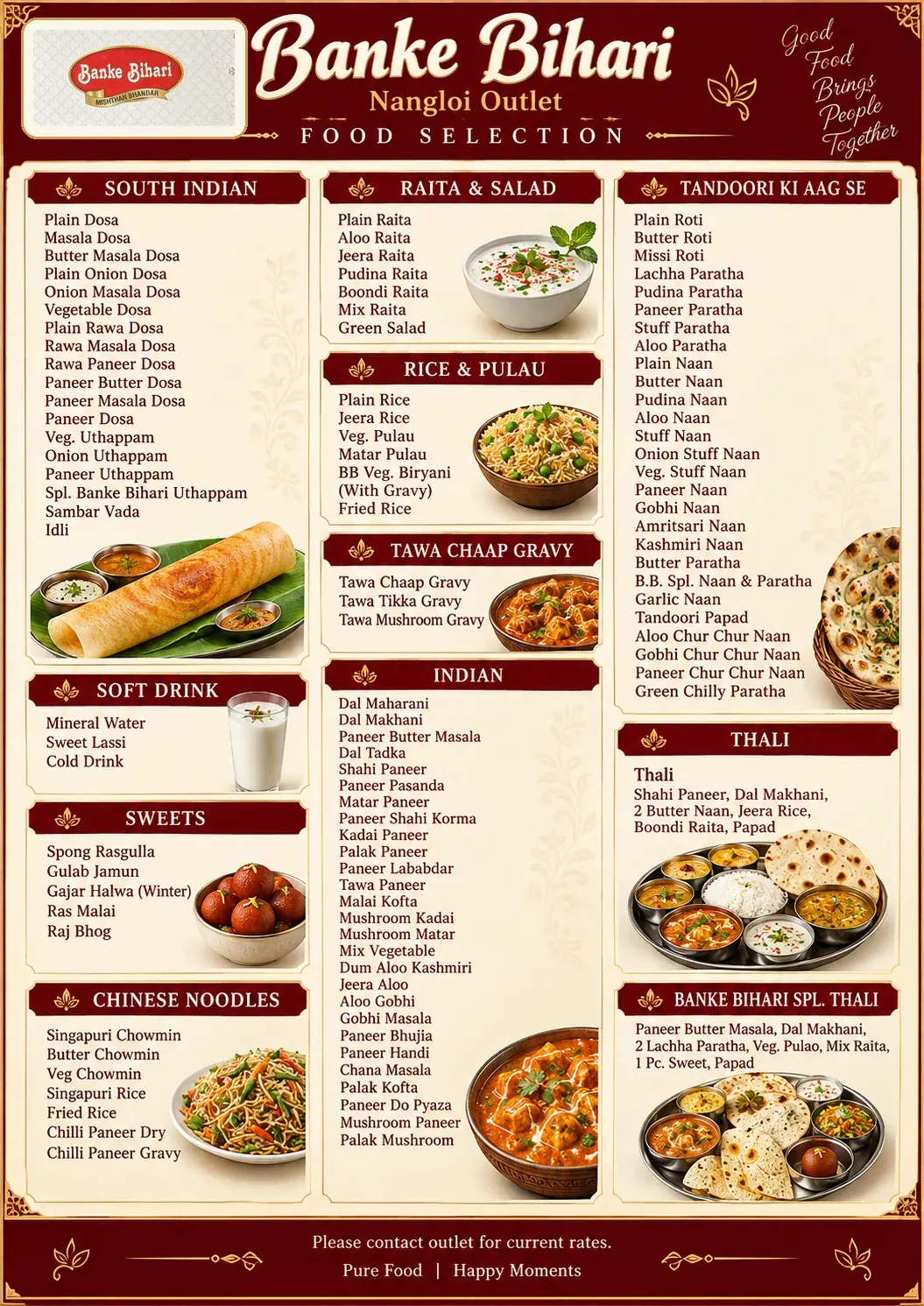 Banke Bihari Nangloi food selection